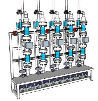 Solvent extraction columns for a rare earth project.